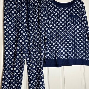 Cuddl Duds Navy Blue Patterned Pajamas